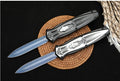 Microtech Bat Straight Jump Knife (Black/White Handle)