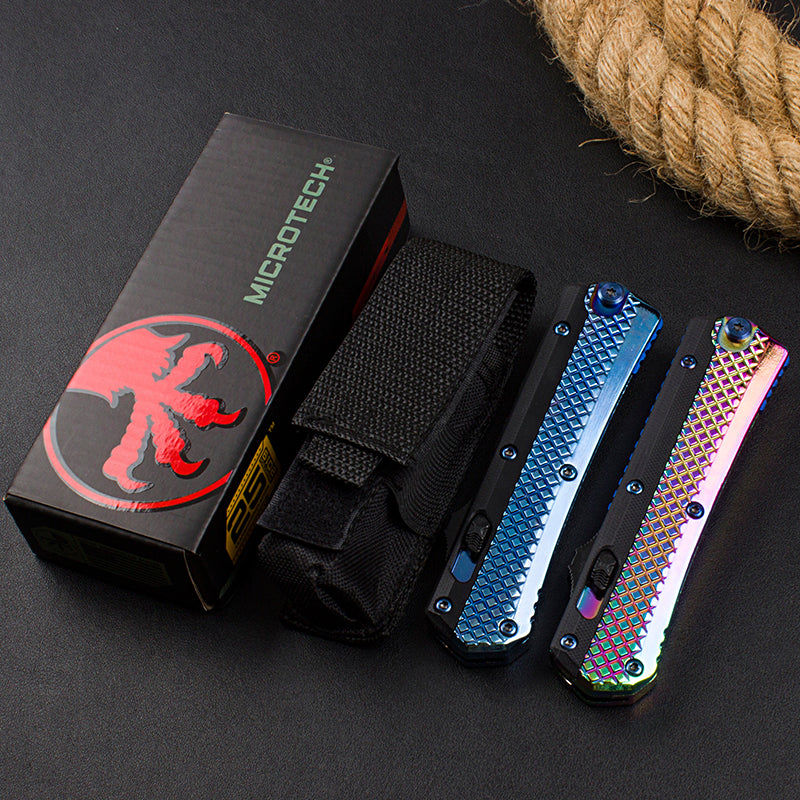 Micro-tech Snake God Snake Scale Straight Jump Knife