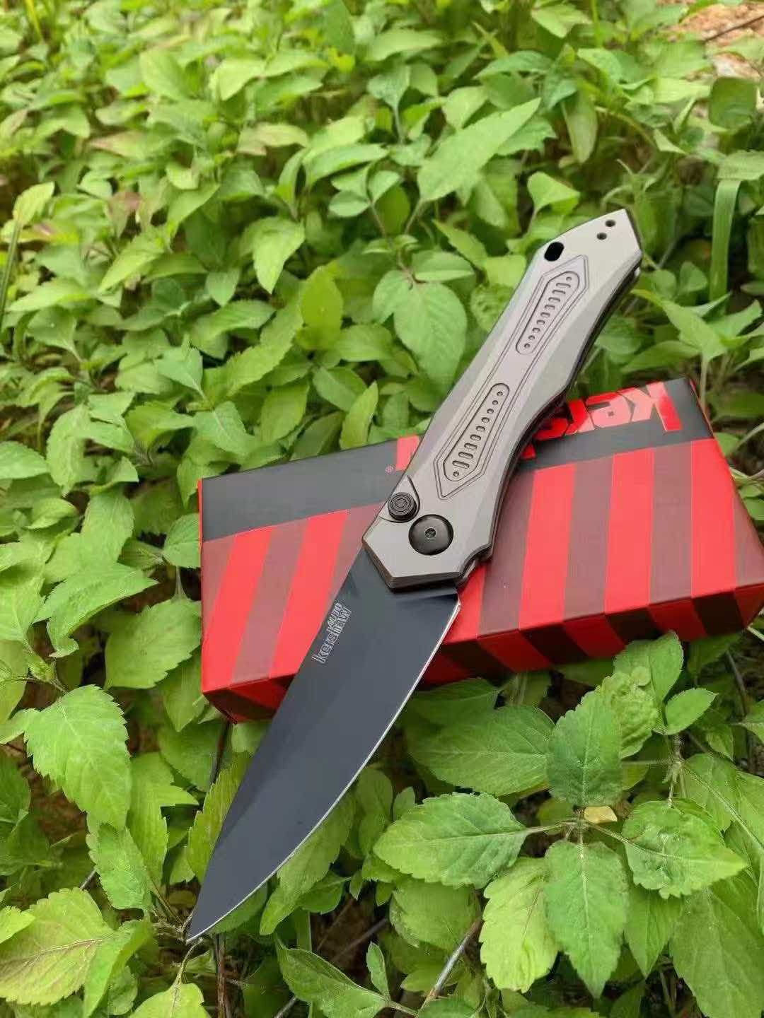 Kershaw – Drop-Point Automatic Side-Opening Knife with Black DLC Coating (Military/Law Enforcement Style)