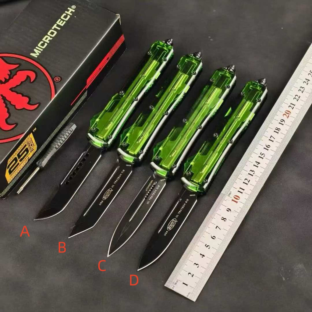 Microtech USA – UT85 (Transparent Handle) Green Translucent Handle