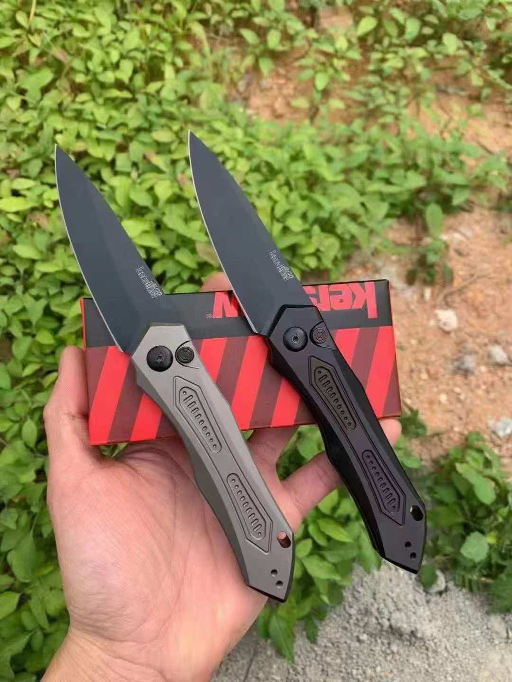 Kershaw – Drop-Point Automatic Side-Opening Knife with Black DLC Coating (Military/Law Enforcement Style)