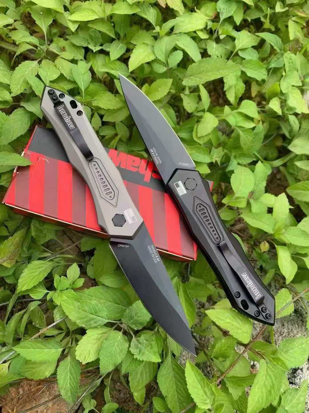 Kershaw – Drop-Point Automatic Side-Opening Knife with Black DLC Coating (Military/Law Enforcement Style)