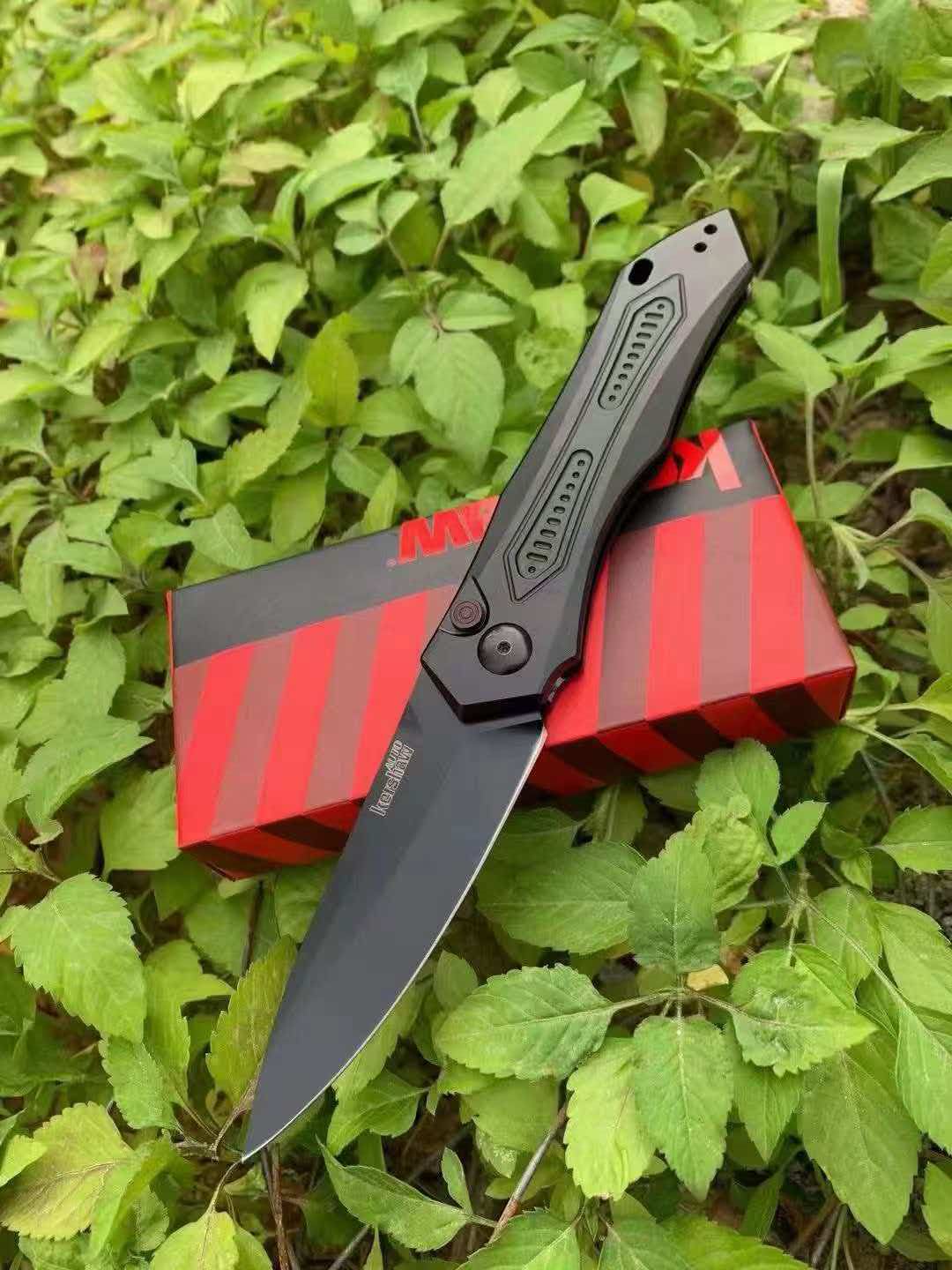 Kershaw – Drop-Point Automatic Side-Opening Knife with Black DLC Coating (Military/Law Enforcement Style)
