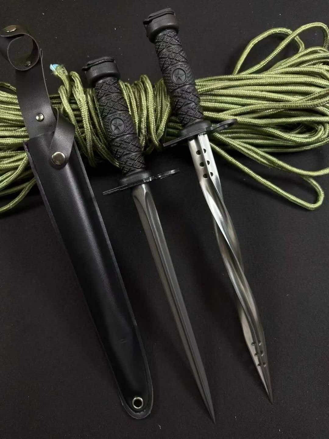 Hot-selling August 1st Spiral Triangular Bayonet and August 1st Quadriangular Bayonet (Leather Case)