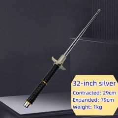 Anti-knife hand guard swing stick (three-section stick) telescopic stick up to one meter for blocking - solid alloy steel Hummer vehicle-mounted self-defense products
