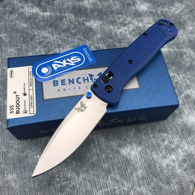 Hot Selling Manual Open Folding Knife Drop-Point Blade, Plain Edge, Satin Finish, Blue Handle for Everyday Carry and Camping Hunting Knife