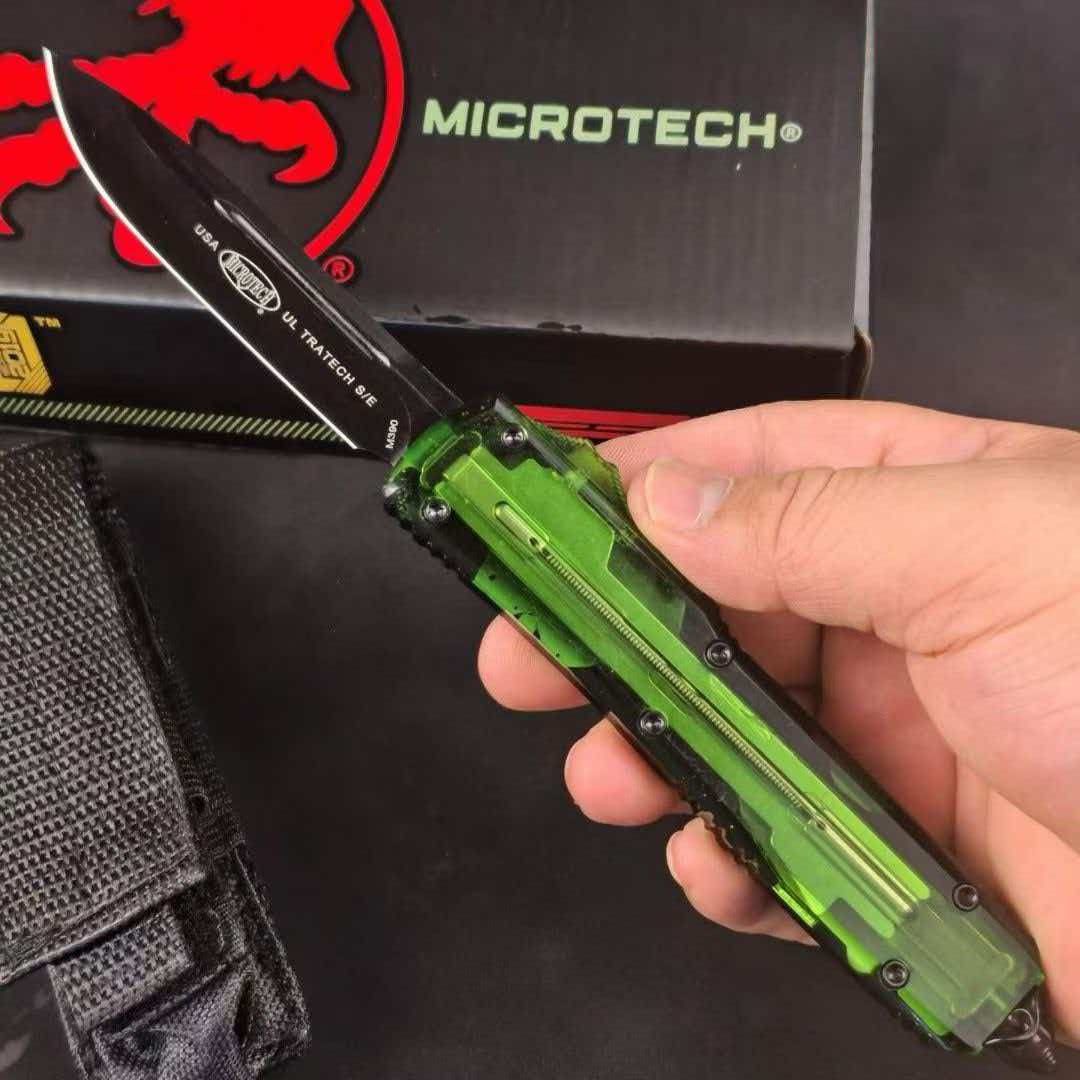 Microtech USA – UT85 (Transparent Handle) Green Translucent Handle