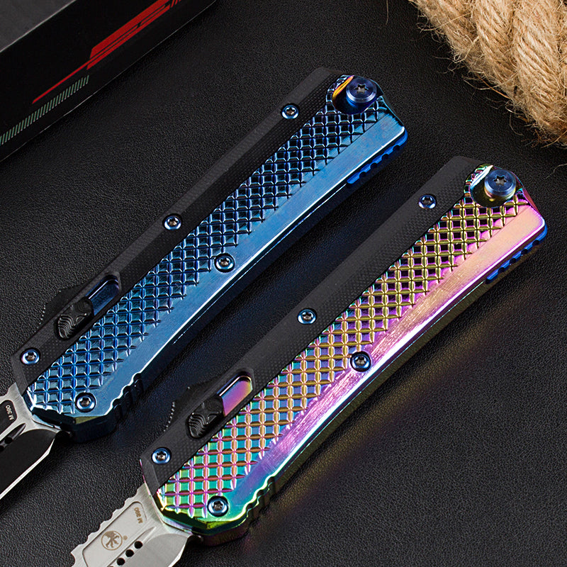 Micro-tech Snake God Snake Scale Straight Jump Knife