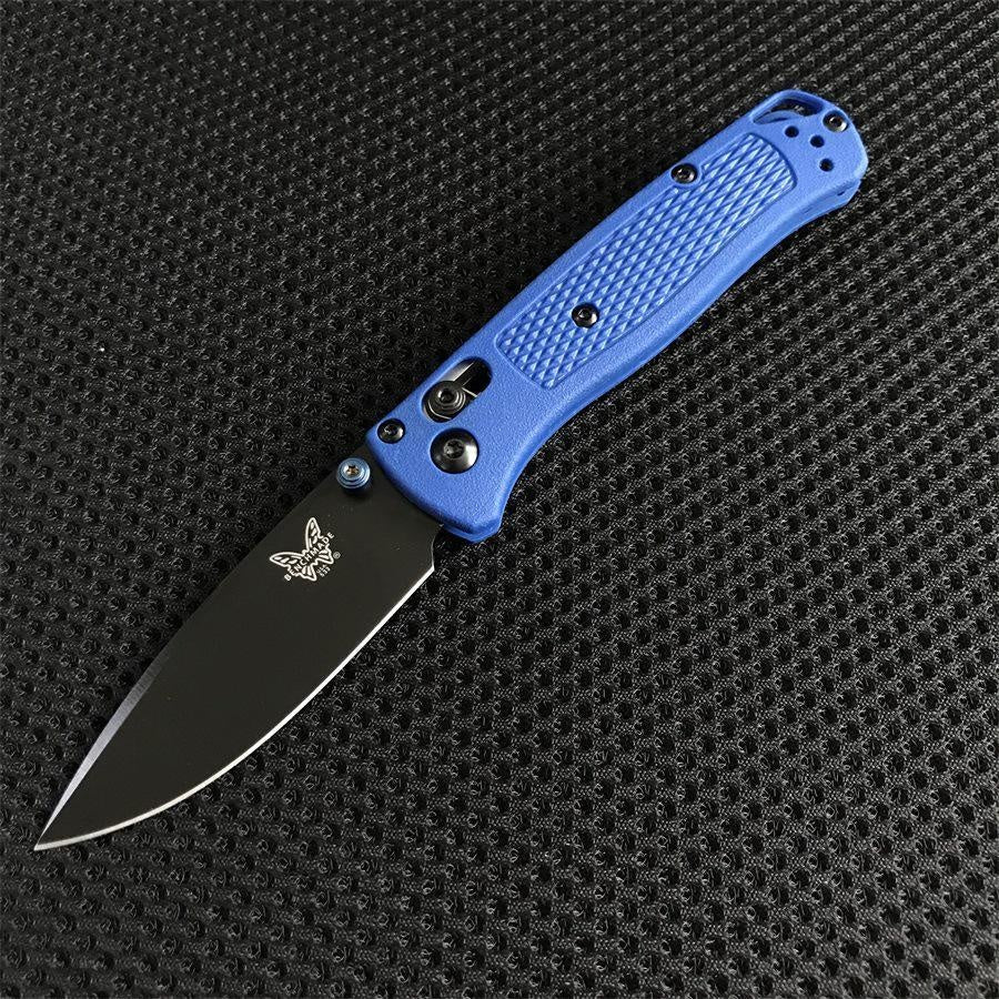 Hot Selling Manual Open Folding Knife Drop-Point Blade, Plain Edge, Satin Finish, Blue Handle for Everyday Carry and Camping Hunting Knife