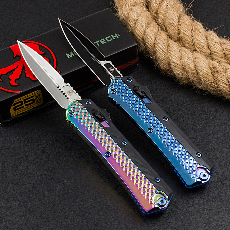 Micro-tech Snake God Snake Scale Straight Jump Knife