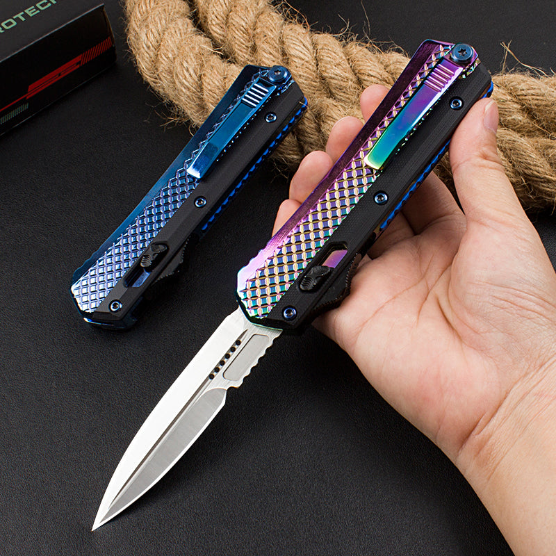 Micro-tech Snake God Snake Scale Straight Jump Knife