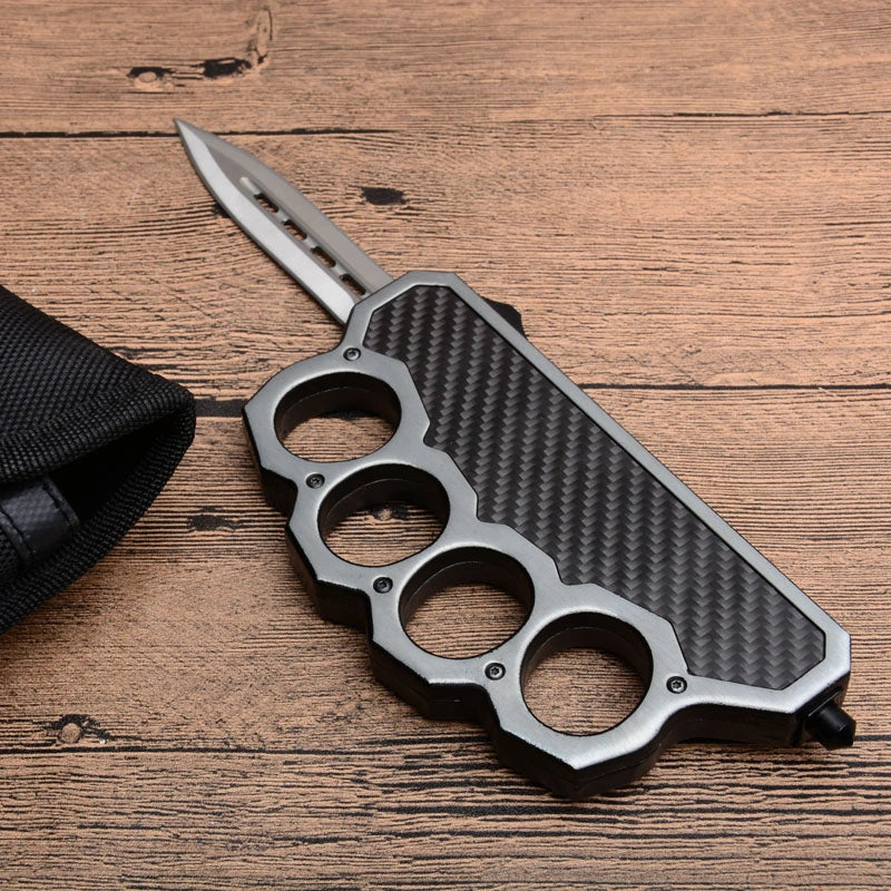 Micro-Tech Boxing Gloves Double-edged Straight Knife (Gray Carbon Fiber)