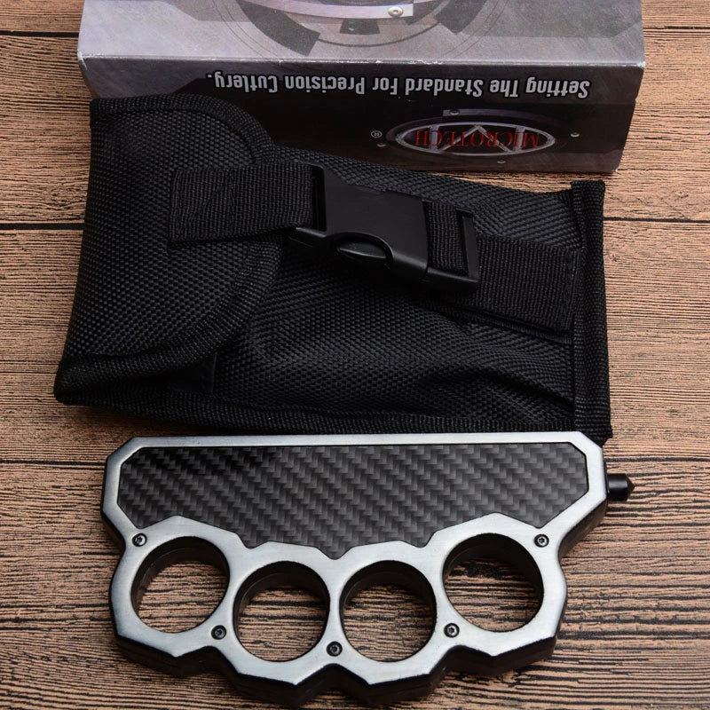 Micro-Tech Boxing Gloves Double-edged Straight Knife (Gray Carbon Fiber)