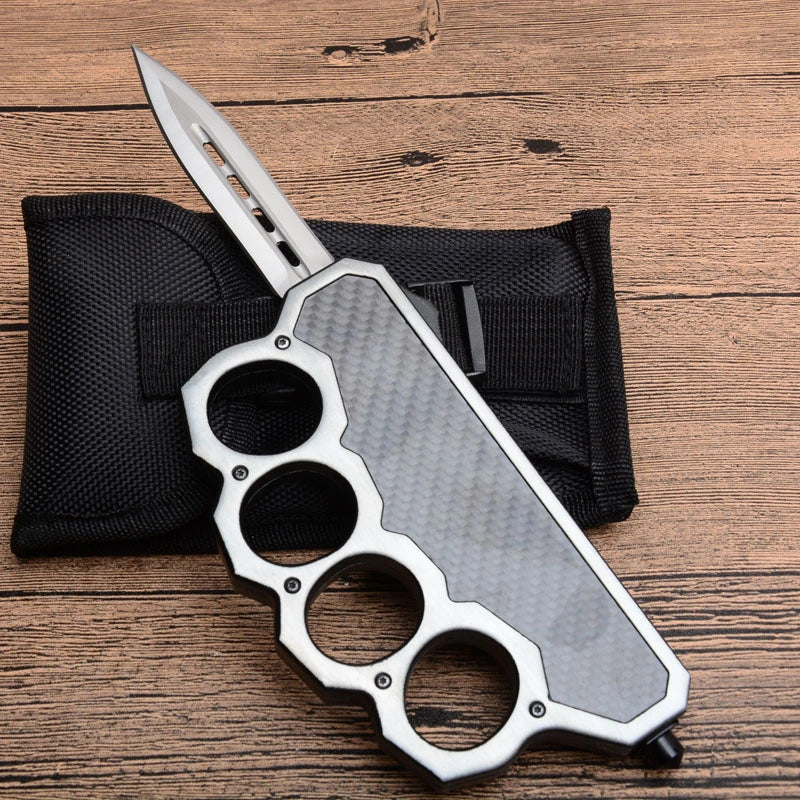 Micro-Tech Boxing Gloves Double-edged Straight Knife (Gray Carbon Fiber)