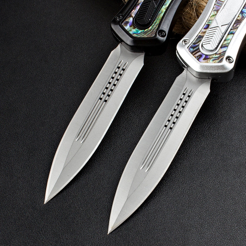 Micro-tech straight jump knife goddess (abalone handle)