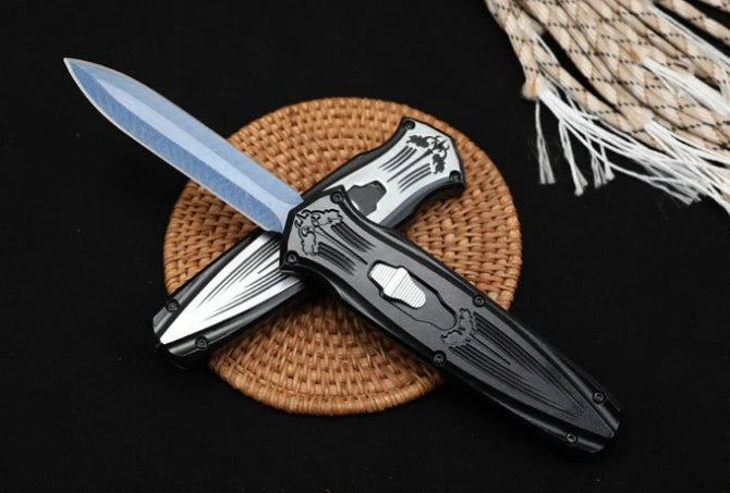 Microtech Bat Straight Jump Knife (Black/White Handle)