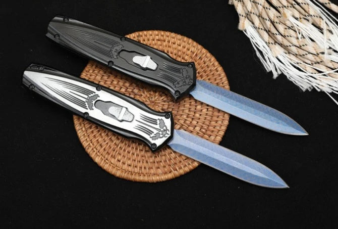 Microtech Bat Straight Jump Knife (Black/White Handle)