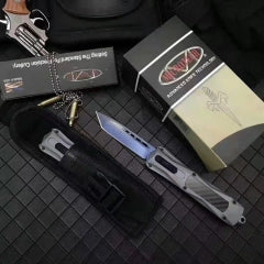Micro-tech Troodon Carbon Fiber 3300 Straight Jump Color Titanium Feather Pattern (Gray Handle)