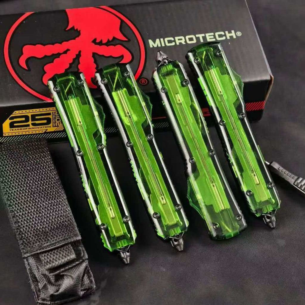 Microtech USA – UT85 (Transparent Handle) Green Translucent Handle