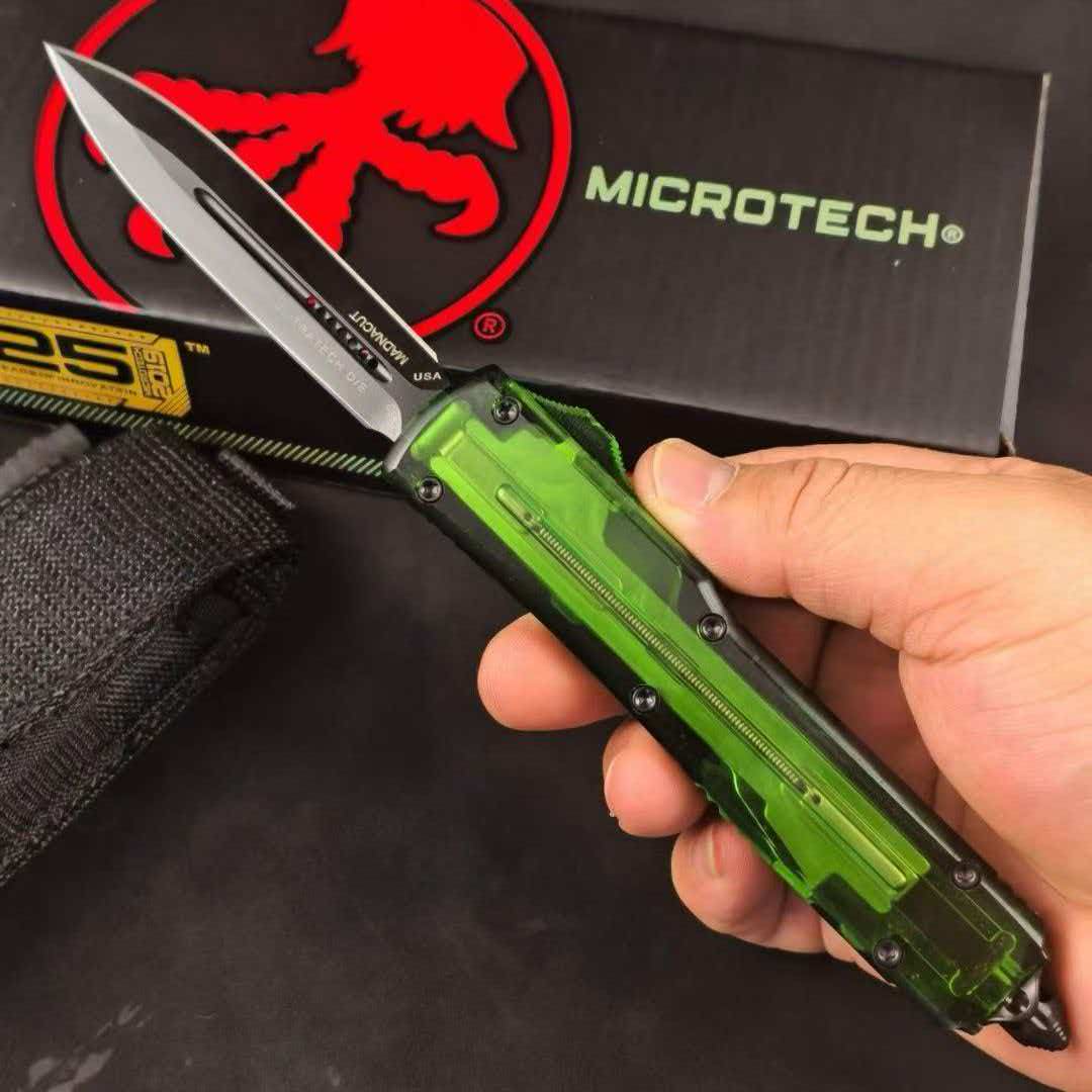 Microtech USA – UT85 (Transparent Handle) Green Translucent Handle
