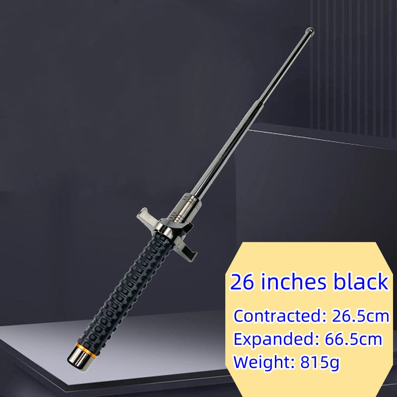 Anti-knife hand guard swing stick (three-section stick) telescopic stick up to one meter for blocking - solid alloy steel Hummer vehicle-mounted self-defense products