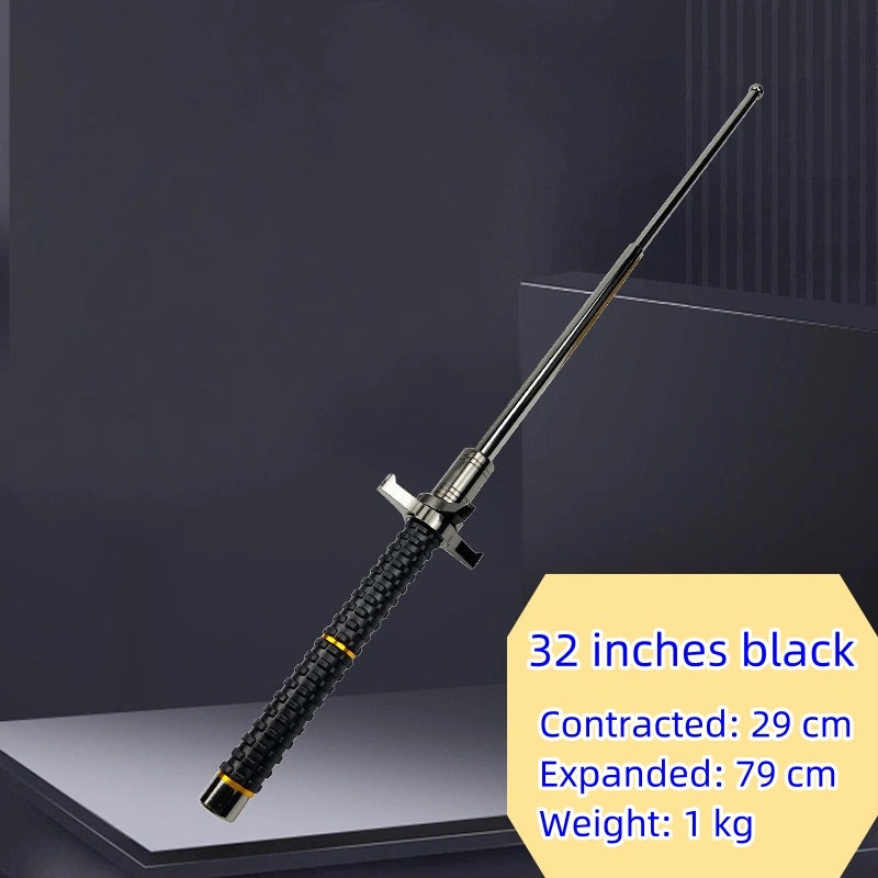 Anti-knife hand guard swing stick (three-section stick) telescopic stick up to one meter for blocking - solid alloy steel Hummer vehicle-mounted self-defense products