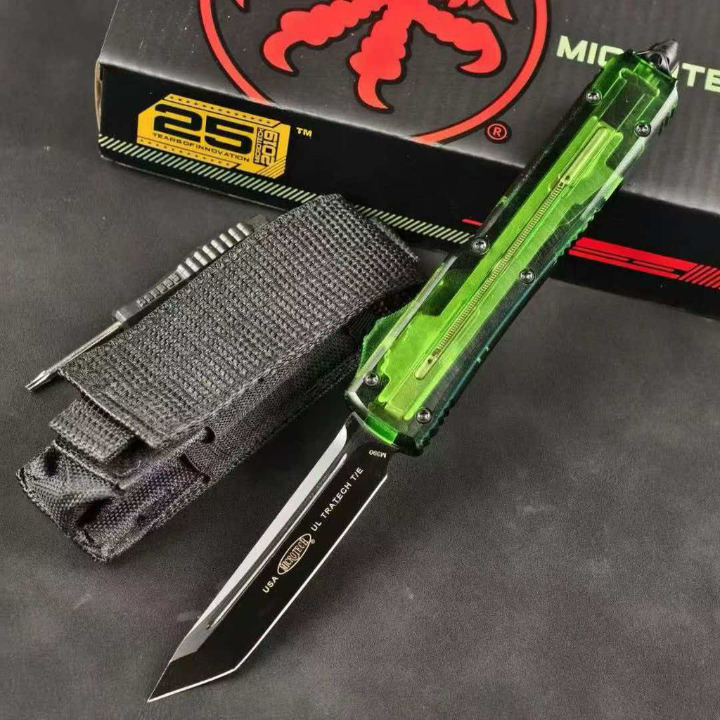 Microtech USA – UT85 (Transparent Handle) Green Translucent Handle