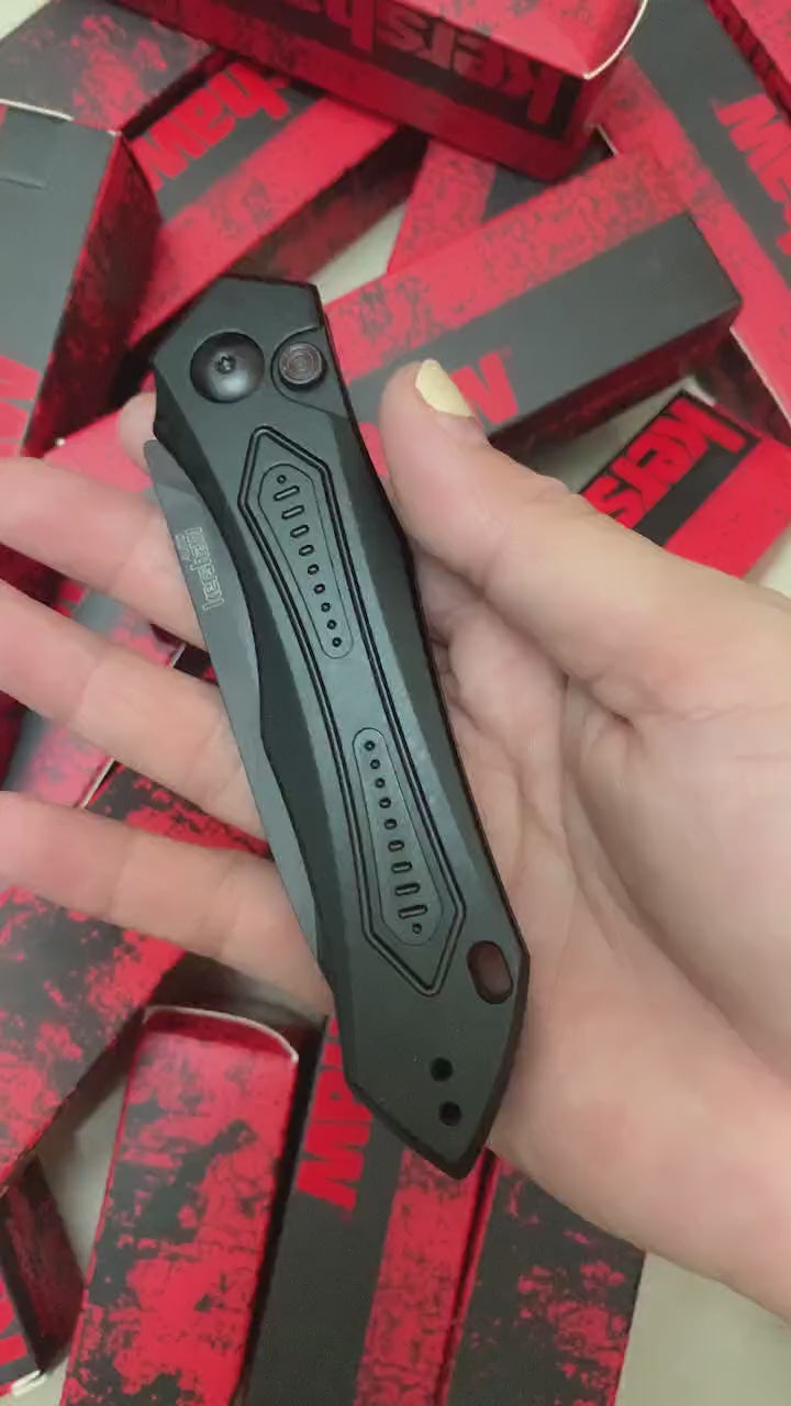 Kershaw – Drop-Point Automatic Side-Opening Knife with Black DLC Coating (Military/Law Enforcement Style)